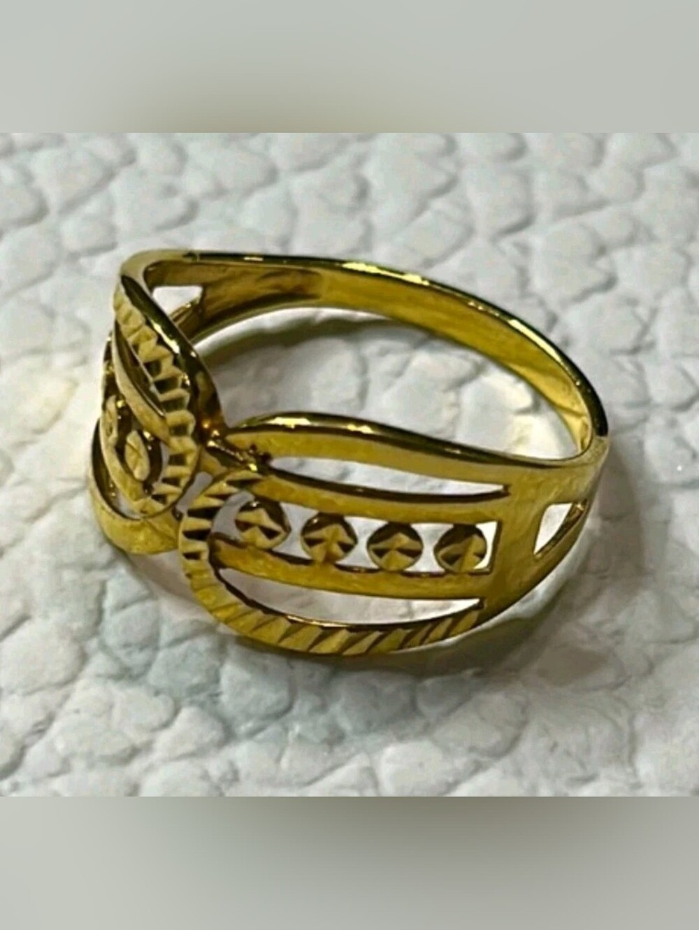 Vintage 18K Yellow Gold Ornate Openwork Band Ring 750 Solid Fine Estate Size 6.5